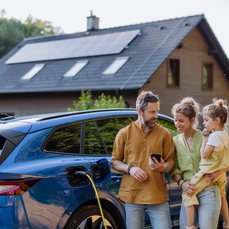 Family with solar on roof