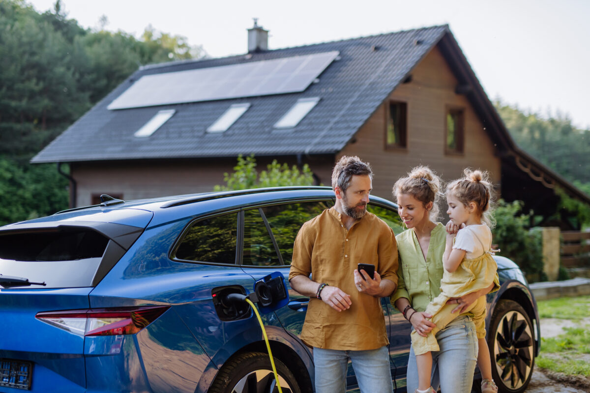 Family with solar on roof